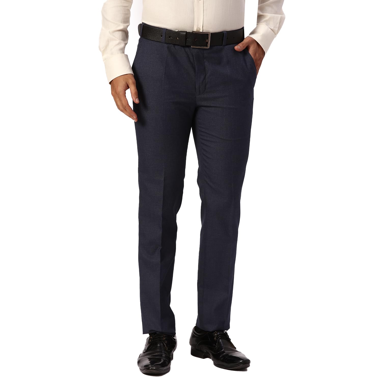 park avenue Men Mid Rise Slim Fit Solid Pattern Polyester Blend Flat Front Formal Trouser-picture-26