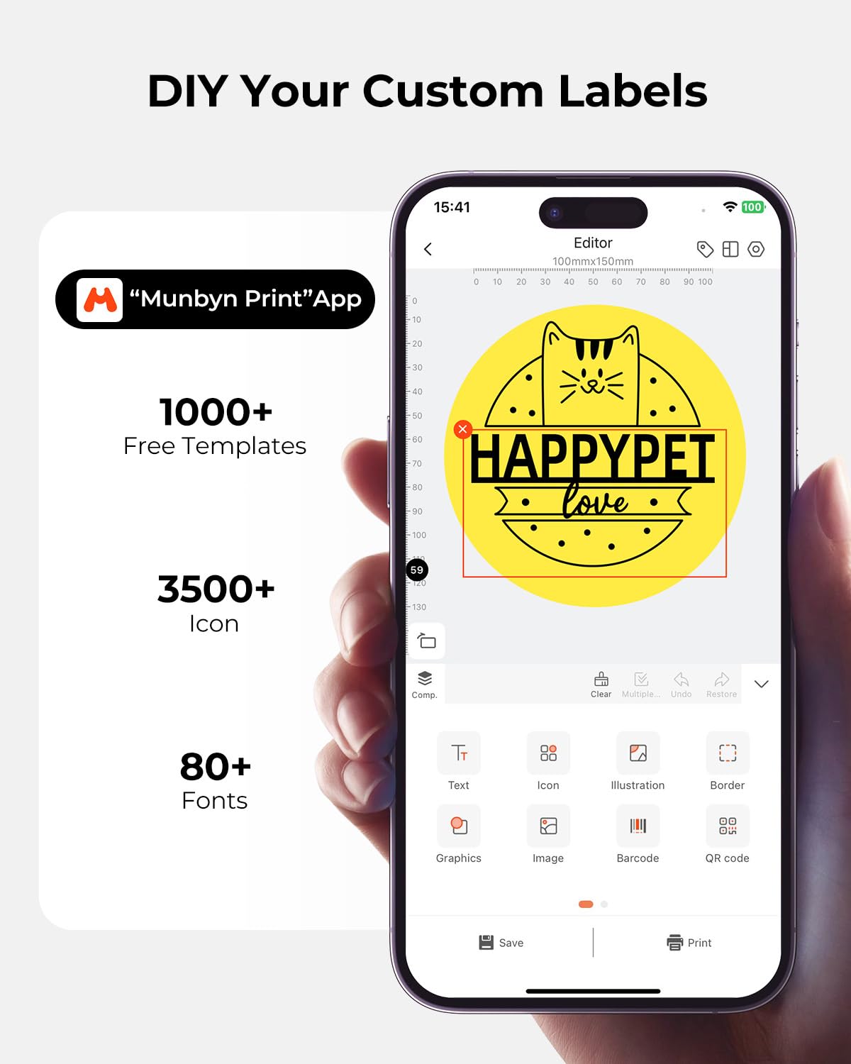 MUNBYN Imprimante Thermique AirPrint 4x6 sans Fil, Compatible Etsy Shopify Royal Mail, Blanc