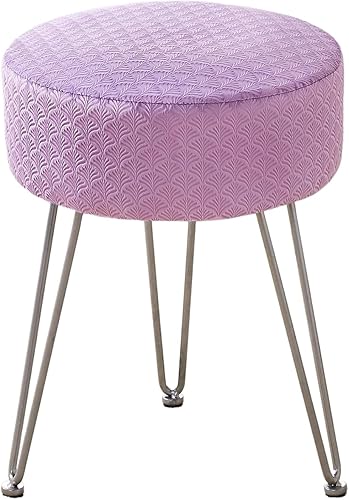 Miniatura 10 de Cpintltr Taburete de tocador, taburetes otomanos de terciopelo, banco otomano redondo, taburete moderno, taburete pequeño, taburete auxiliar con