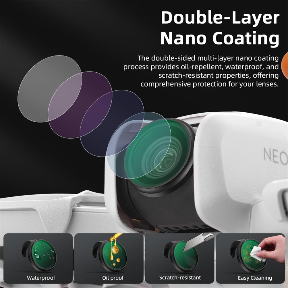 Lentilles de gradation ND, verres polarisants CPL, lentilles de protection UV, pour filtres en verre optique DJI Neo (ensemble de trois pièces)