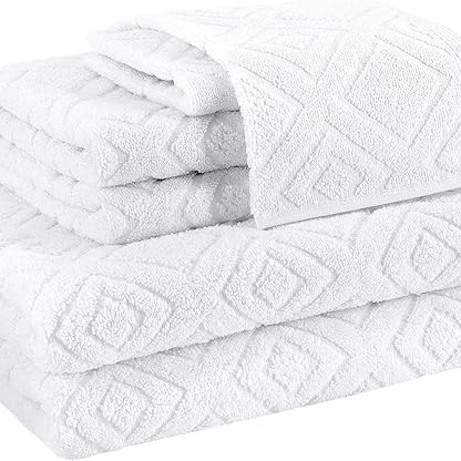 XFZJCHAP 6-teiliges Handtuch-Set, Badezimmer-Set, schnell trocknendes, saugfähiges Badetuch – Bild 5