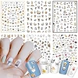 Cute Cat Nail Art Stickers, 3D Little Animal Self-Adhesive Sticker Cartoon Cats Nail Art Decals Holographic Colorful Cat Nail Decal Design for Women Girls Manicure Decoration DIY Nail Sticker Supplies