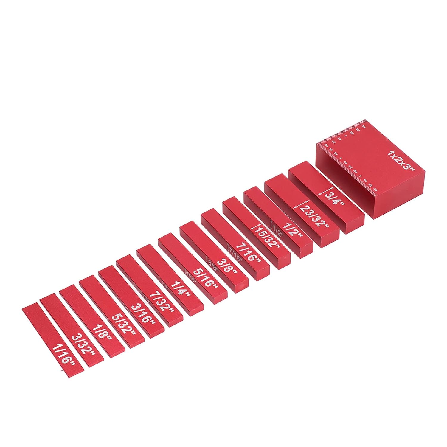 15pcs Metric Setup Blocks Height Gauge Set, with Light Shaft Engraved Sizes – Ideal for Accurate Woodworking and Cutting Wheel Adjustments (Red)