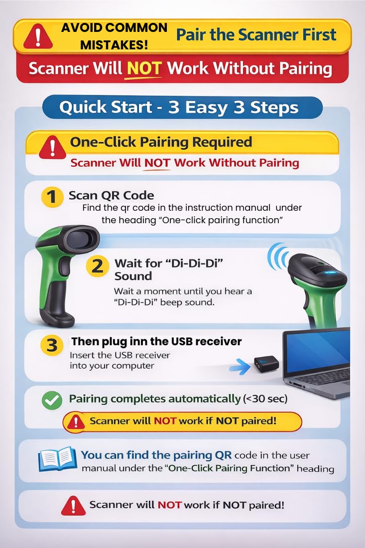 PRIMESAGE® Barcode Scanner Wireless Barcode Scanner Bar Code Scanner Wireless Barcode Scanner Scanner for Office Barcode Scanner Wired Qr Code Scanner Machine Barcode Scanners Barcode Scanner Wireless