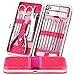 Produktbild Pediküre Maniküre Nagelknipser Set, 18-Teiliges Nagelhautschieber Nagelfeilen Nagelscheren Nagelpflege Reise Beauty Kit - Edelstahl- Rosa -Teamkio