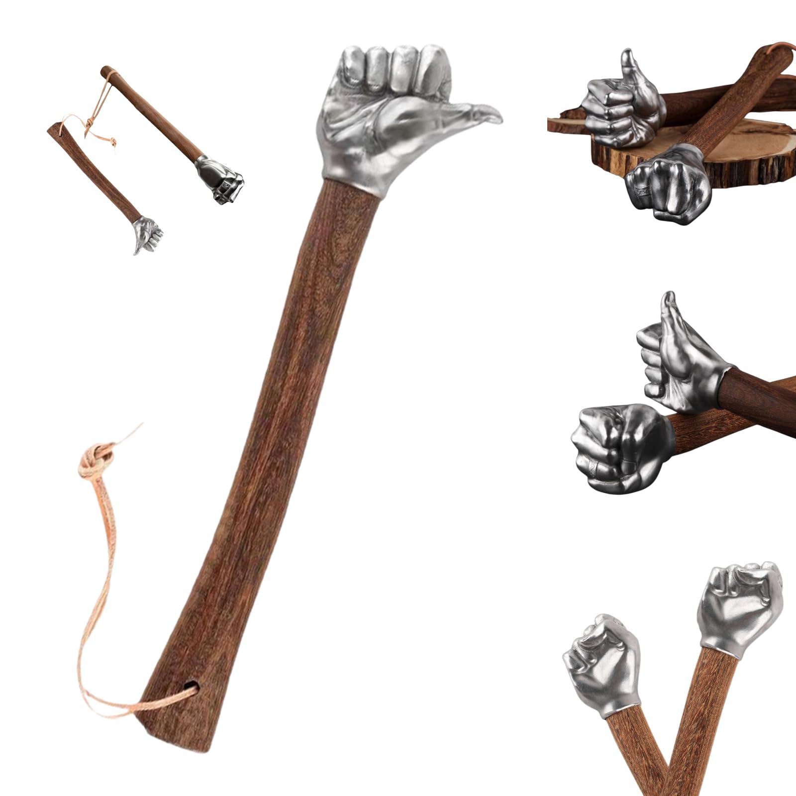 Martillo con forma de puño de acero inoxidable, martillo decorativo 2025 con cabeza de acero inoxidable y mango de madera, herramientas multifuncionales para jardinería, hogar, coche, camping al aire