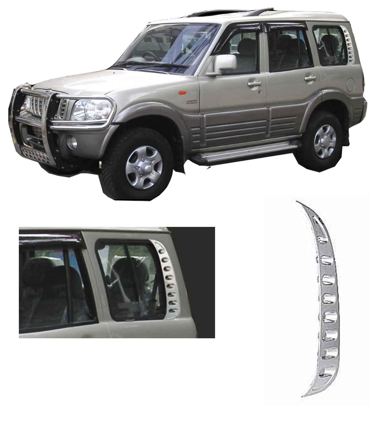 AutoWhizz Chrome Quarter Glass Garnish Scorpio 2005-2016 Model