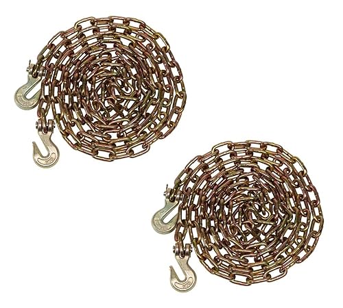Miniatura 10 de Mytee Products Cadena de carpeta de grado 70 de 12 pulgada x 12 pies con ganchos de agarre de horquilla, cadena de remolque de transporte G70,