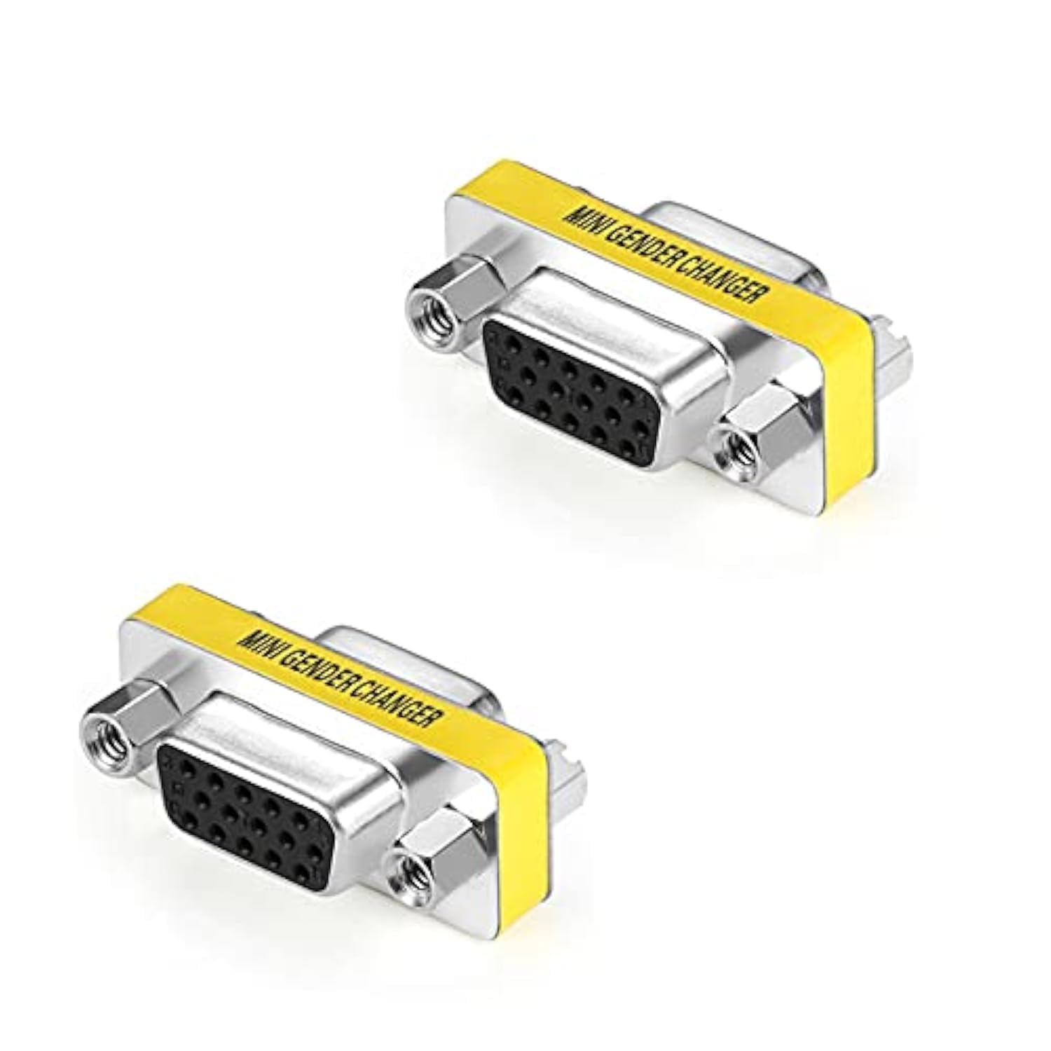 LuoQiuFa 2-Pack VGA SVGA HD15 Female to Female Mini Gender Changer Coupler Cable Adapter