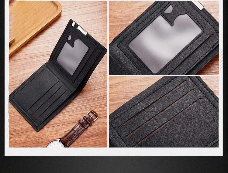 Men's short wallet, horizontal PU leather wallet, men's multi slot card bag, ultra-thin, portable, fashionable, business, leisure, portable small wallet3
