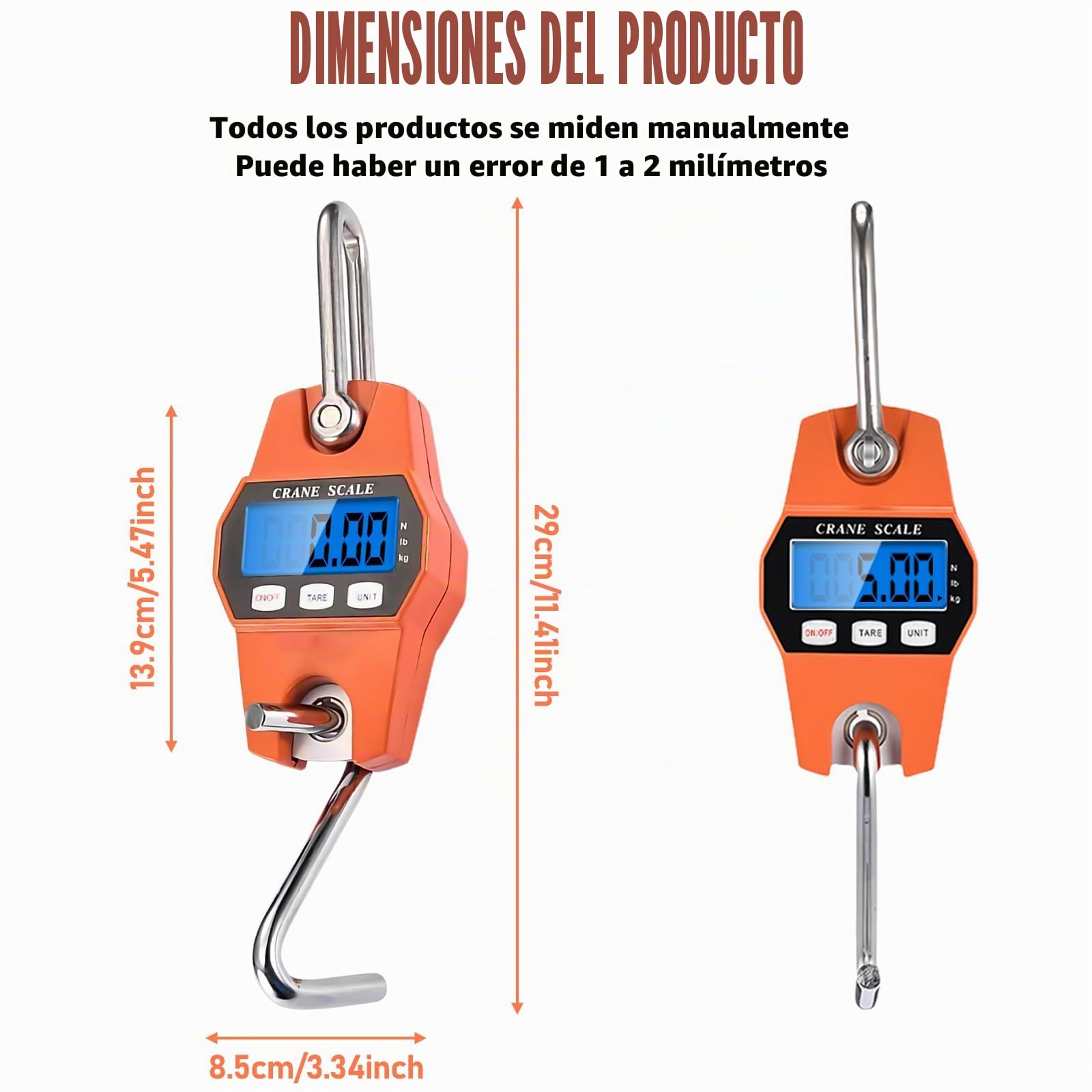 Báscula colgante digital de 300 kg con gancho, báscula electrónica de grúa LCD, portátil con sensor preciso para viajes, vida familiar, maleta, pesca