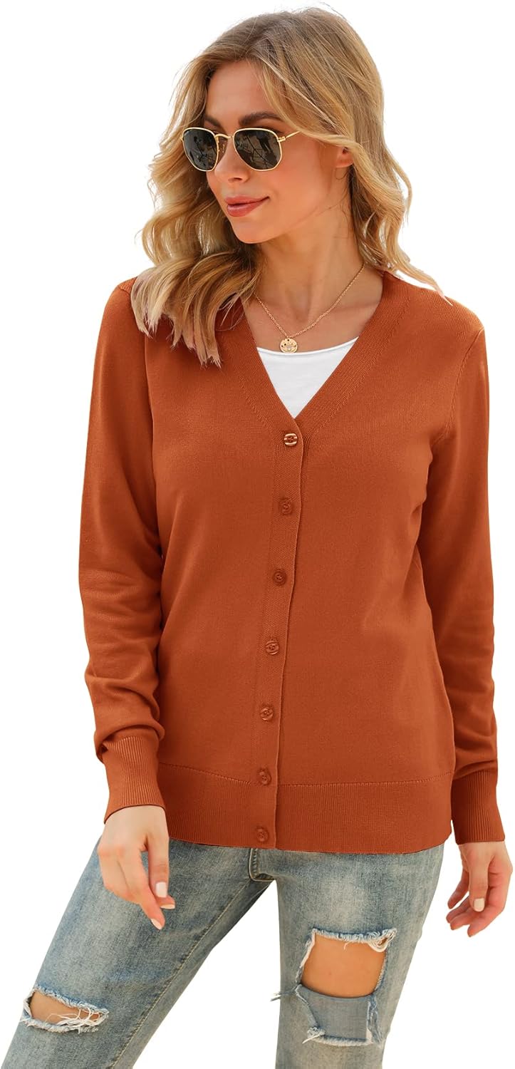 VIISHOW Women's V Neck Button Down Knitwear Long Sleeve Soft Basic Knit Cardigan Sweater - Image 2