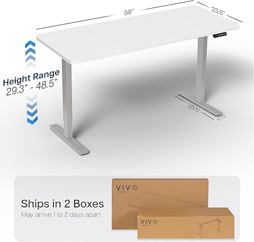 Vista 418 de VIVO DESK-KIT-1W6G - Escritorio eléctrico de pie de 60 x 24 pulgadas, ajuste de altura de memoria, serie 1B, parte superior de nogal oscuro de una