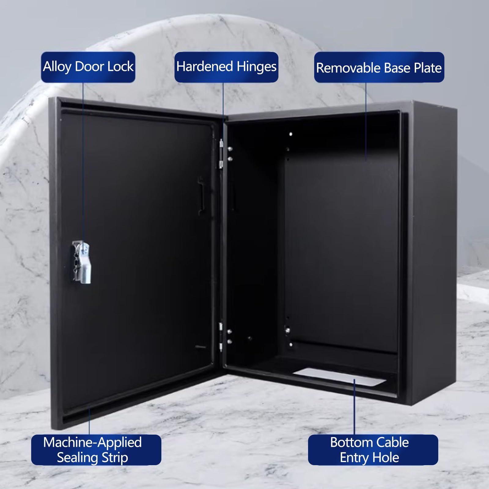Custodia Metallica Montata A Parete, Scatola Di Giunzione In Acciaio Inossidabile Nero, Custodia Elettrica Montata A Parete, Impermeabile Con Blocco Di Sicurezza(30X40X15cm/11.8X15.7X5.9in)