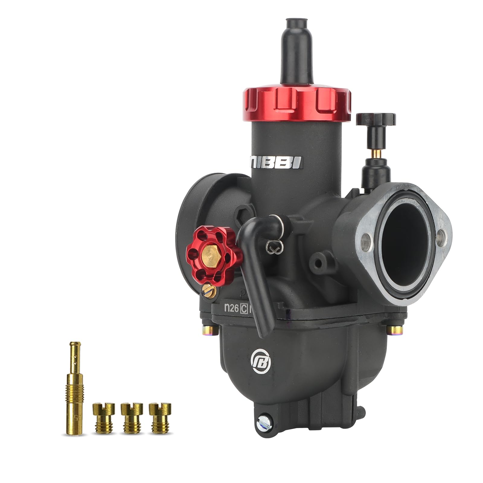 NIBBI PE 26mm Carburador Alto Rendimiento para Motos 150cc-200cc con 3 Boquillas un Inyección Piloto y Revestimiento Protector Apto para Cross, Dirt Bike, ATV, Motocross, Pit Bike, Mini GP