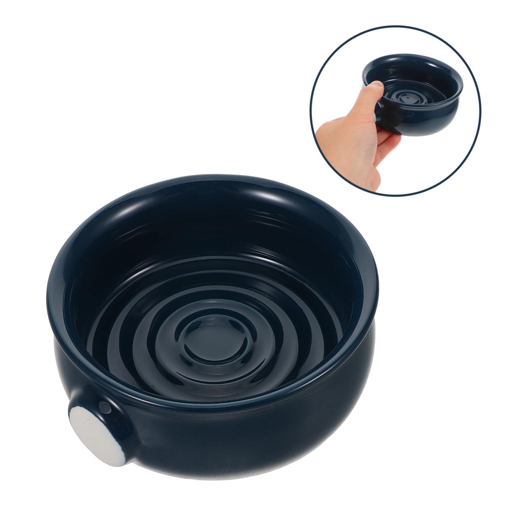 FOMIYES Ciotola da Barba in Ceramica Texture Spirale, Uomo | Uso Casa e Viaggio, Formato Portatile, Stile Elegante, per Sapone e Schiuma da Barba