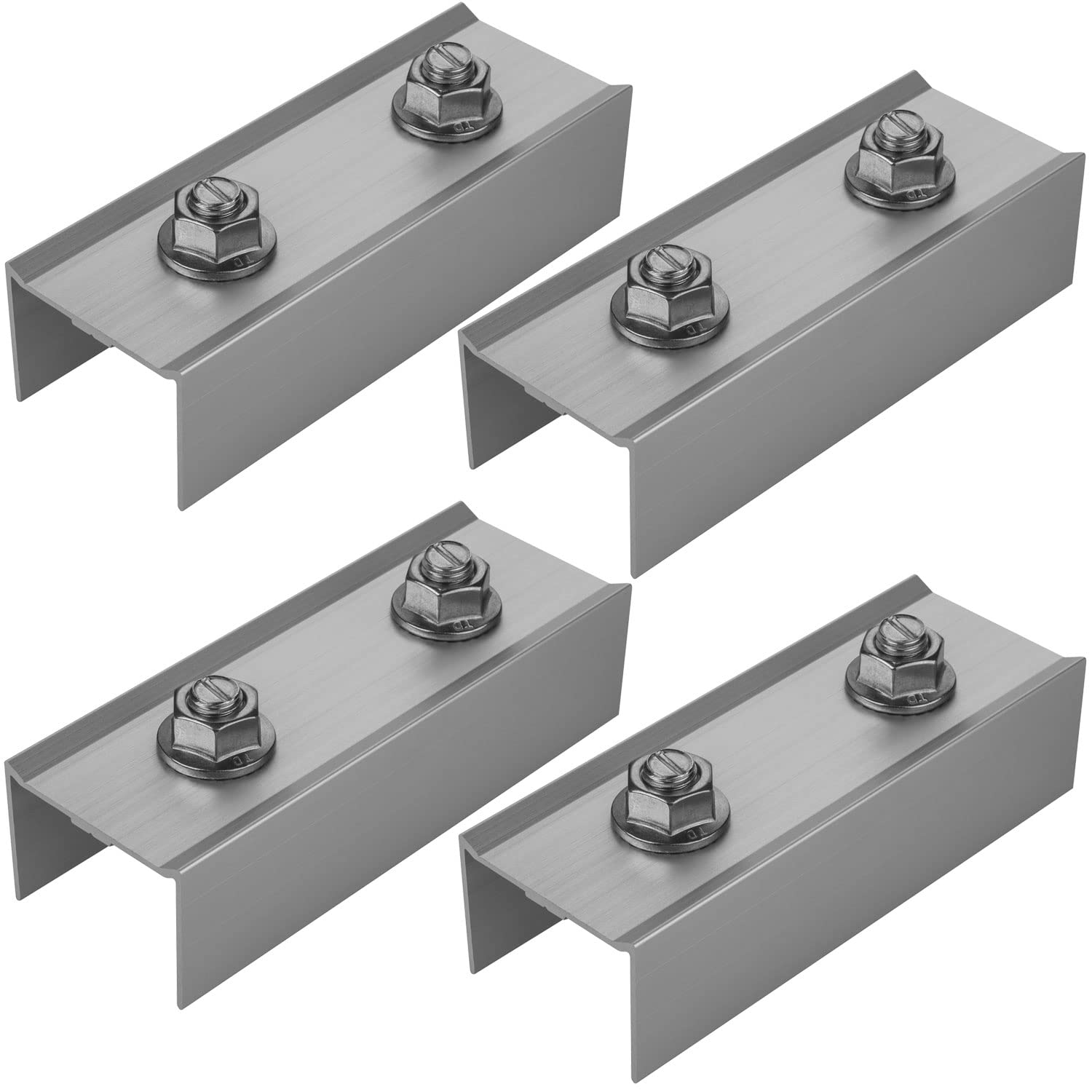 Avoltik Lot de 4 raccords profilés en C en aluminium 40 x 40 mm pour rails PV | Connecteur de rail pour panneaux solaires photovoltaïques | Avec vis | Argenté