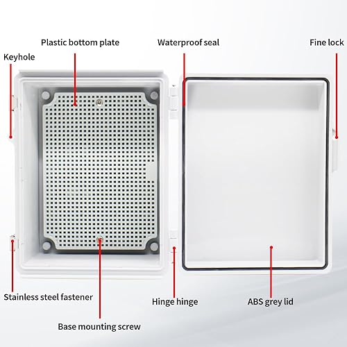 Miniatura 2 de HUIXHAO Caja eléctrica impermeable (13.8 x 9.8 x 5.9 pulgadas) IP67 caja de conexiones eléctricas impermeable incluye panel de montaje interno,