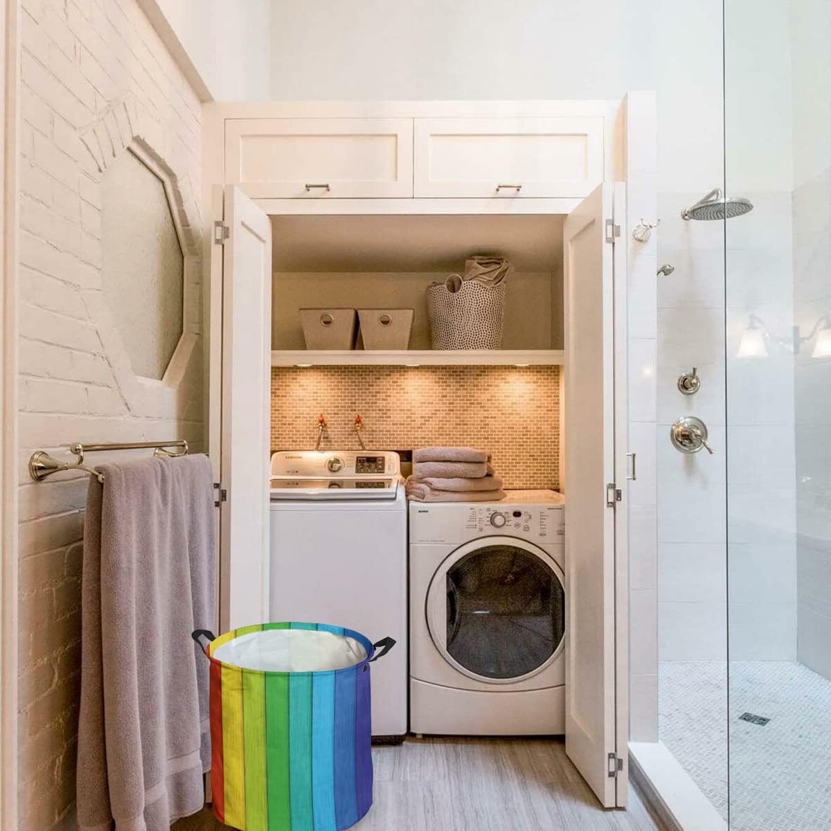 Vintage Wood Grain Laundry Basket Accessories Laundry Organizer Foldable Laundry Hamper for Dirty Clothes (Color : A, Size : 42x44cm)