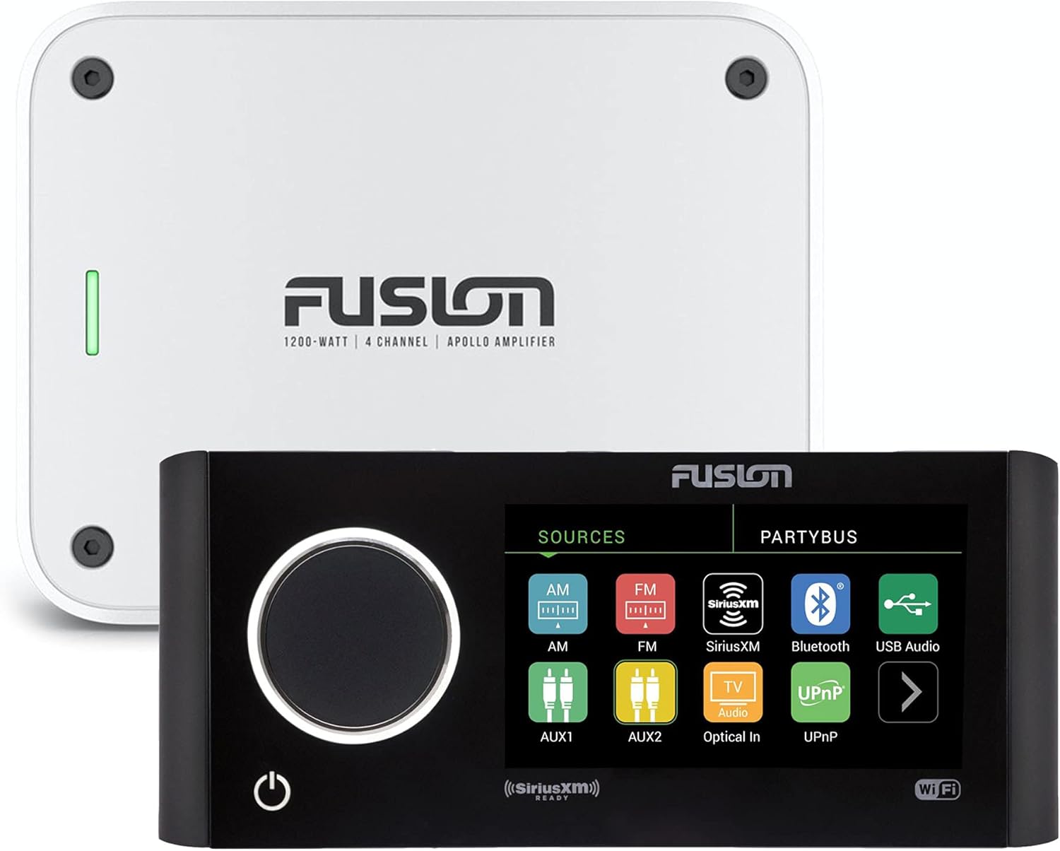 Fusion MS-RA770 Apollo Marine Entertainment System with Fusion MS-AP41200 Apollo 4 Channel Marine Amplifier