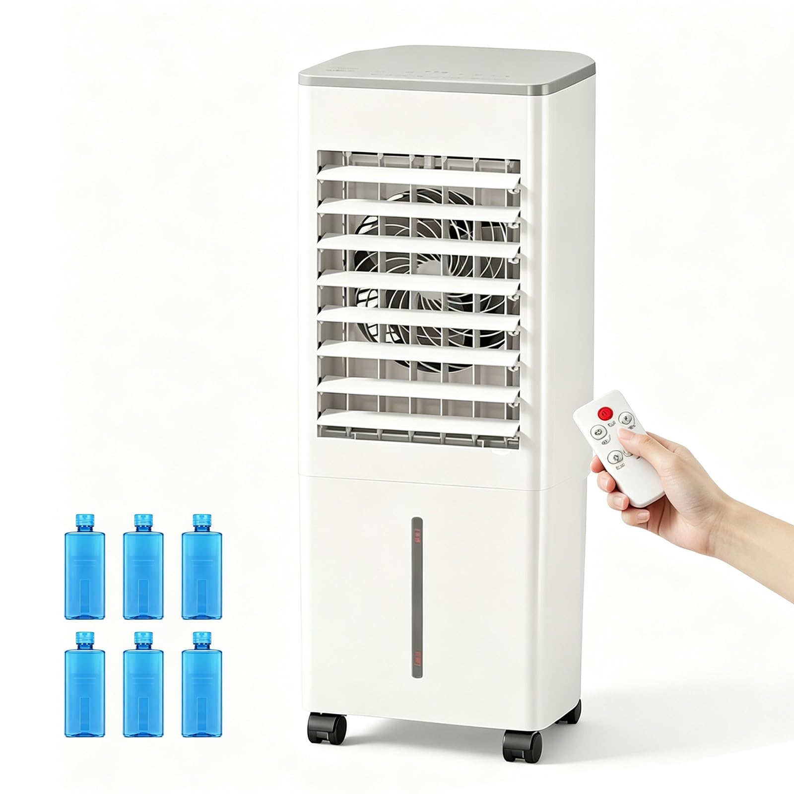 Lunaizhuo White Evaporative Air Cooler, 9L Large Water Tank Swamp Cooler With Ice Crystals