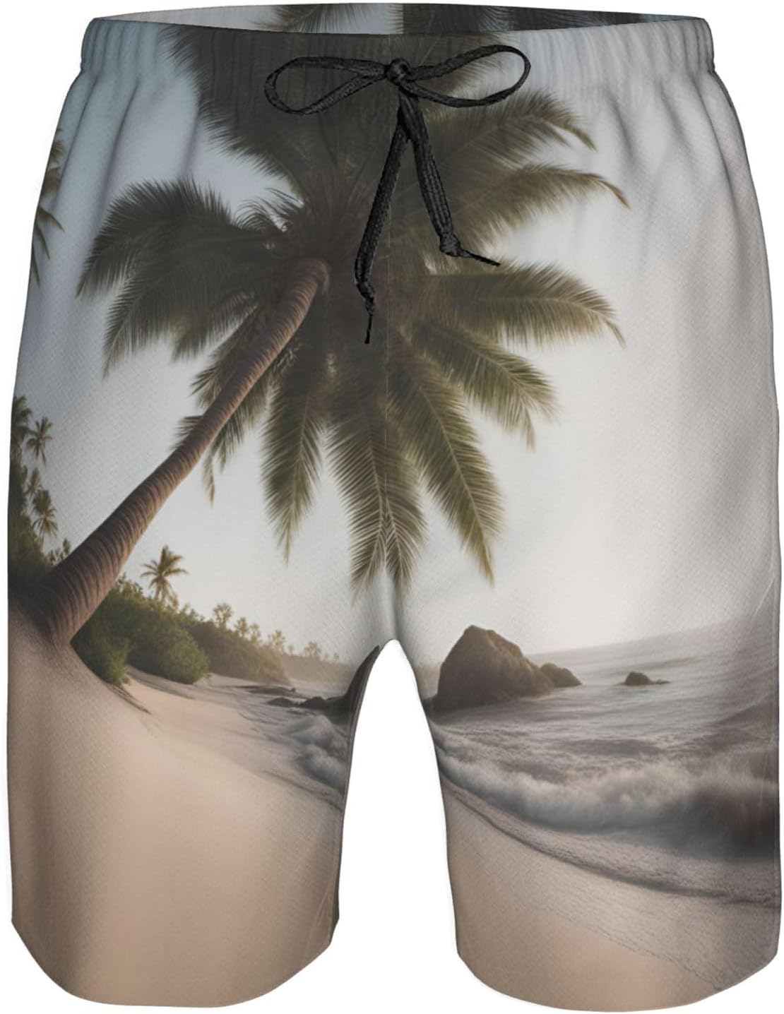 Mens Sand Beach Palm Tree Print Beach Shorts,Casual Summer Shorts for Men,Quick Dry Polyester