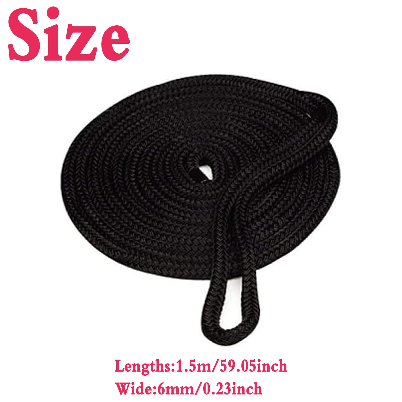 4 Pezzi Cima Ormeggio, Cima per Parabordi per Barca, Corda Galleggiante per Barca, Linea di Parafango per Barche, Cima di Ormeggio per Barche, Kayak, Moto D'Acqua, Pontoni (15m*6mm, Nero)