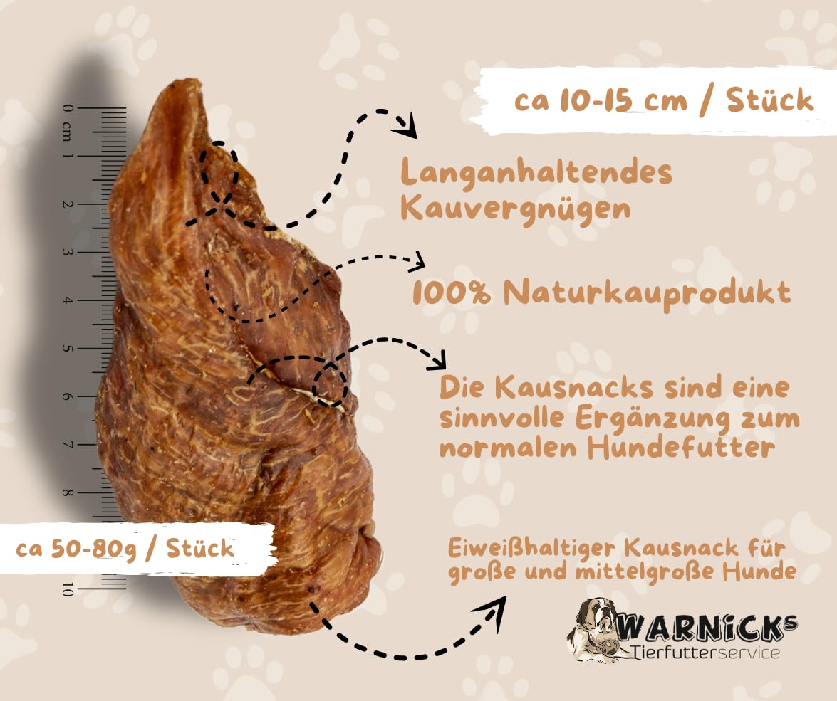 Warnick´s Tierfutterservice - Hundesnack – Hühnchenbrustfilet 3 kg – fettarm, proteinreich & getreidefrei – 100 % Huhn – Naturkausnack ohne Zusätze – ideal zur Zahnpflege & Belohnung - Vorratspaket