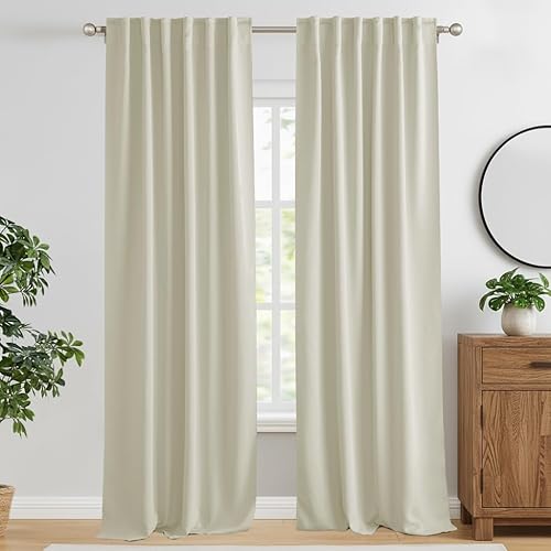 Miniatura 82 de RYB HOME - Cortinas blancas, cortinas para oscurecer la habitación, con aislamiento térmico, juego de cortinas opacas para dormitorio, sala