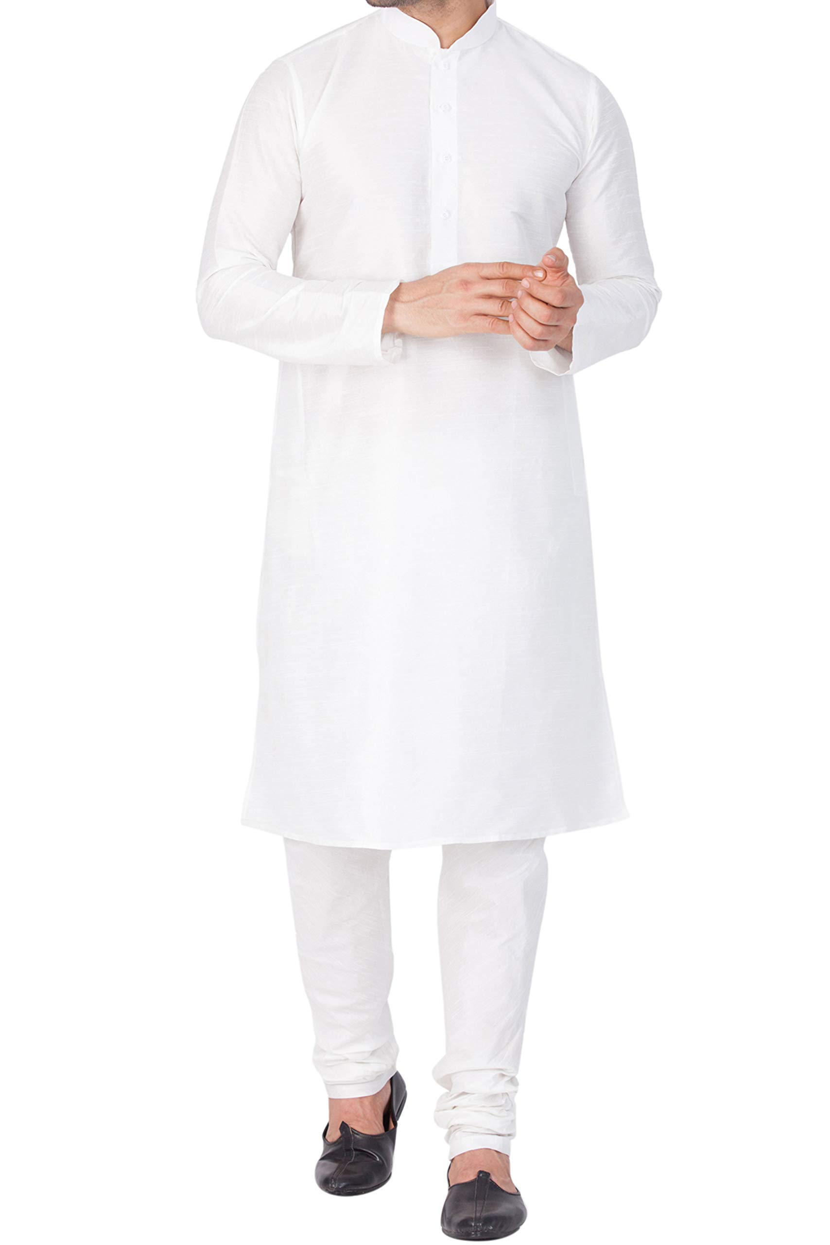 vastramay Men's Gold Cotton Silk Blend Kurta and Pyjama Set-picture-39