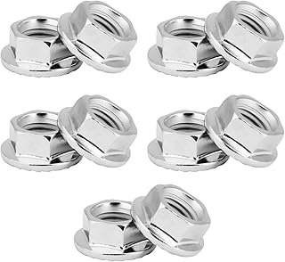 Equipment M10x1 Exhaust Flat Nut,10Pcs Fine Thread Hex Hexagonal Nut Flange Nuts Fastener with Pad