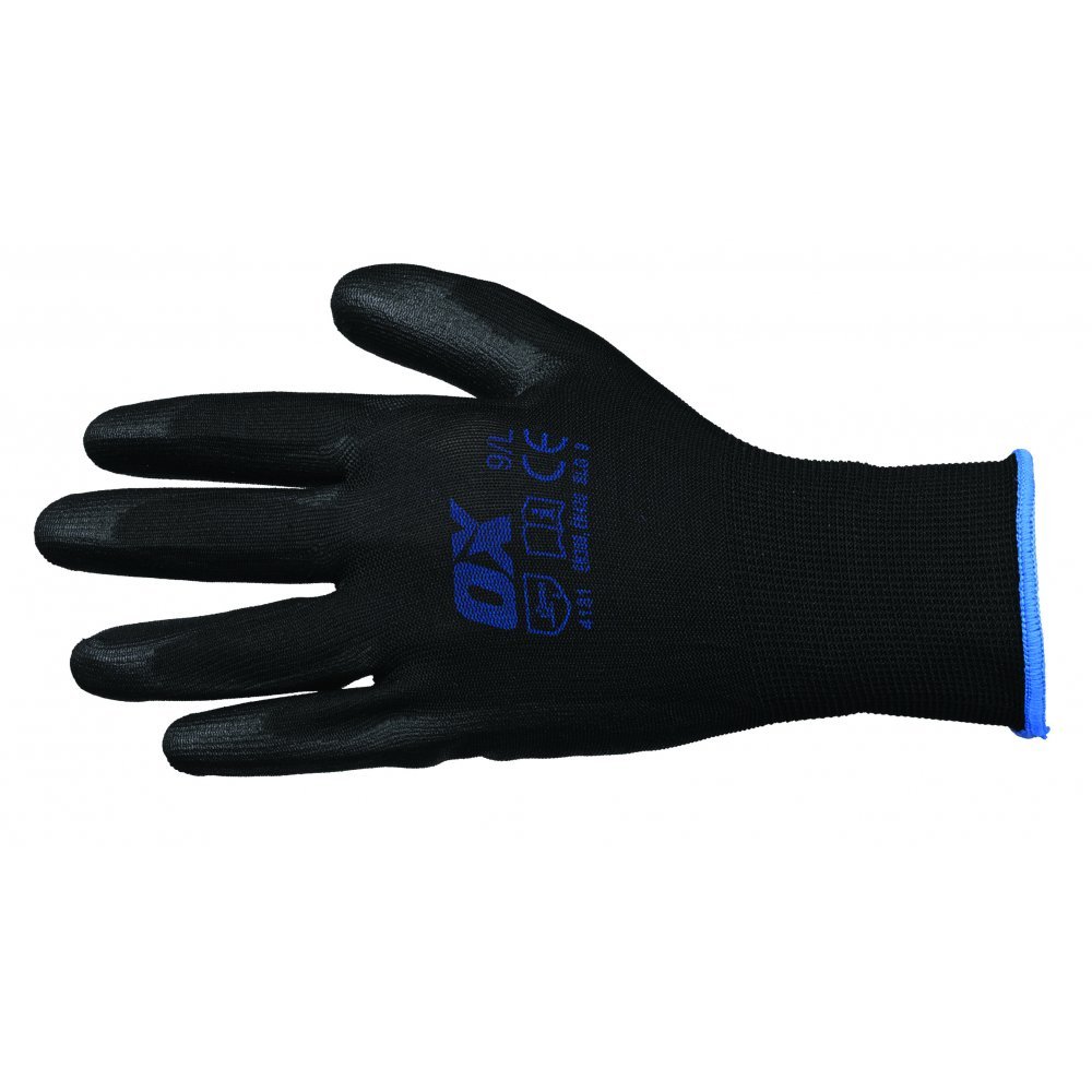 OX PU Flex Work Gloves Size 11 XXL Black Safety Handling Gloves OX-S241111