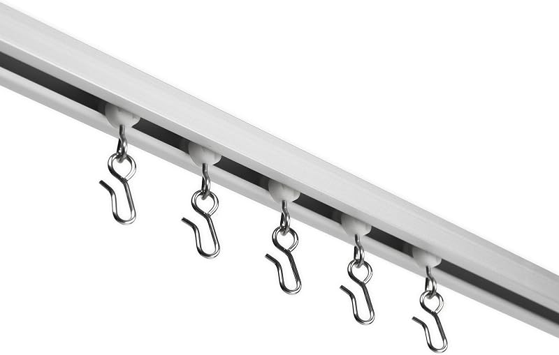 Riel de cortina - Riel de cortina montado en el techo para cortinas, visillos y separadores de habitaciones - Hecho en EE. UU. - Pequeño (8 pies), plata anodizada