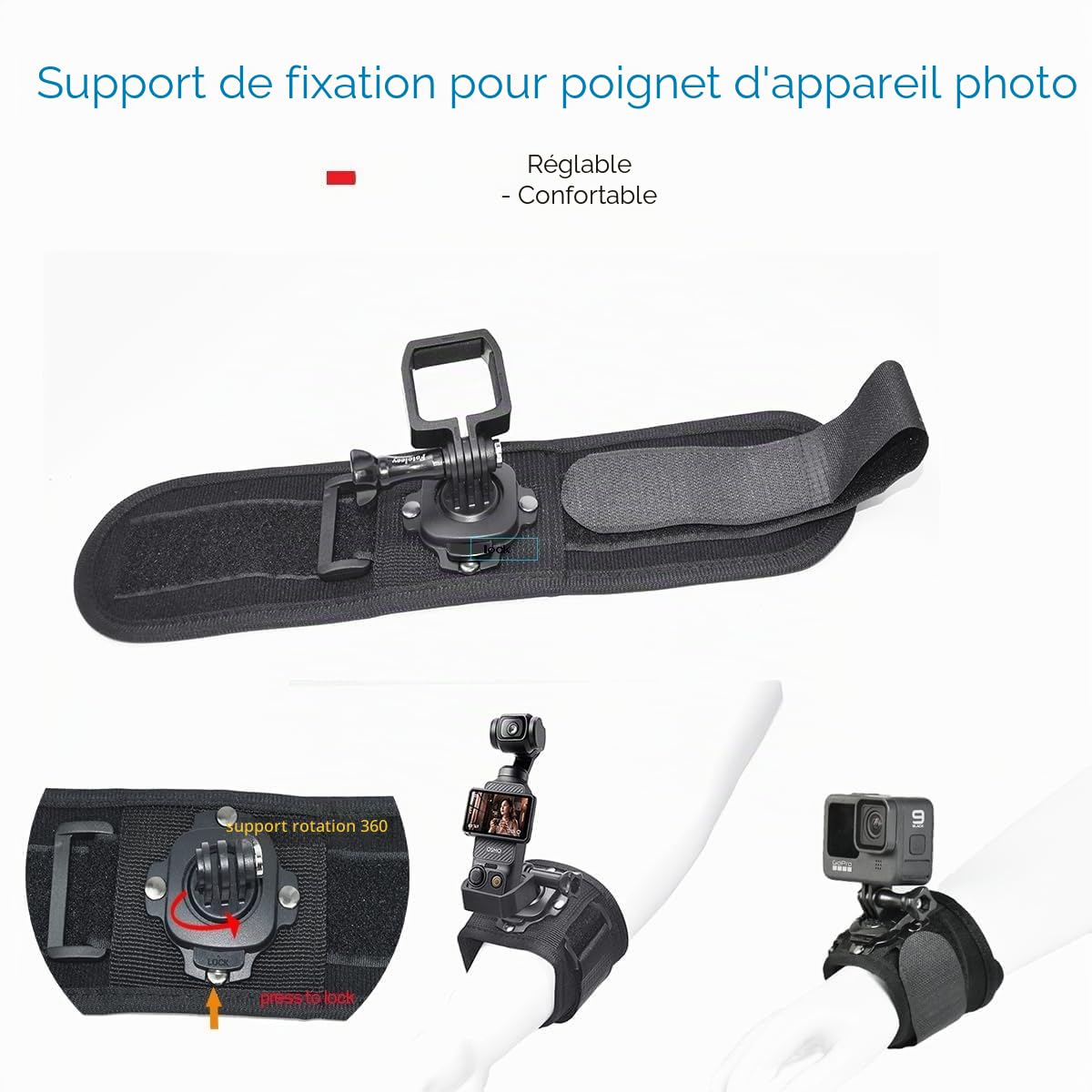 Kit de Montage 4-en-1 Compatible avec DJI Osmo Pocket 3 / Pocket 4 - Harnais de Poitrine, Bandeau de Tête, Clip de Sac à Dos et Bracelet de Poignet, Accessoires de Vlogging POV Mains Libres