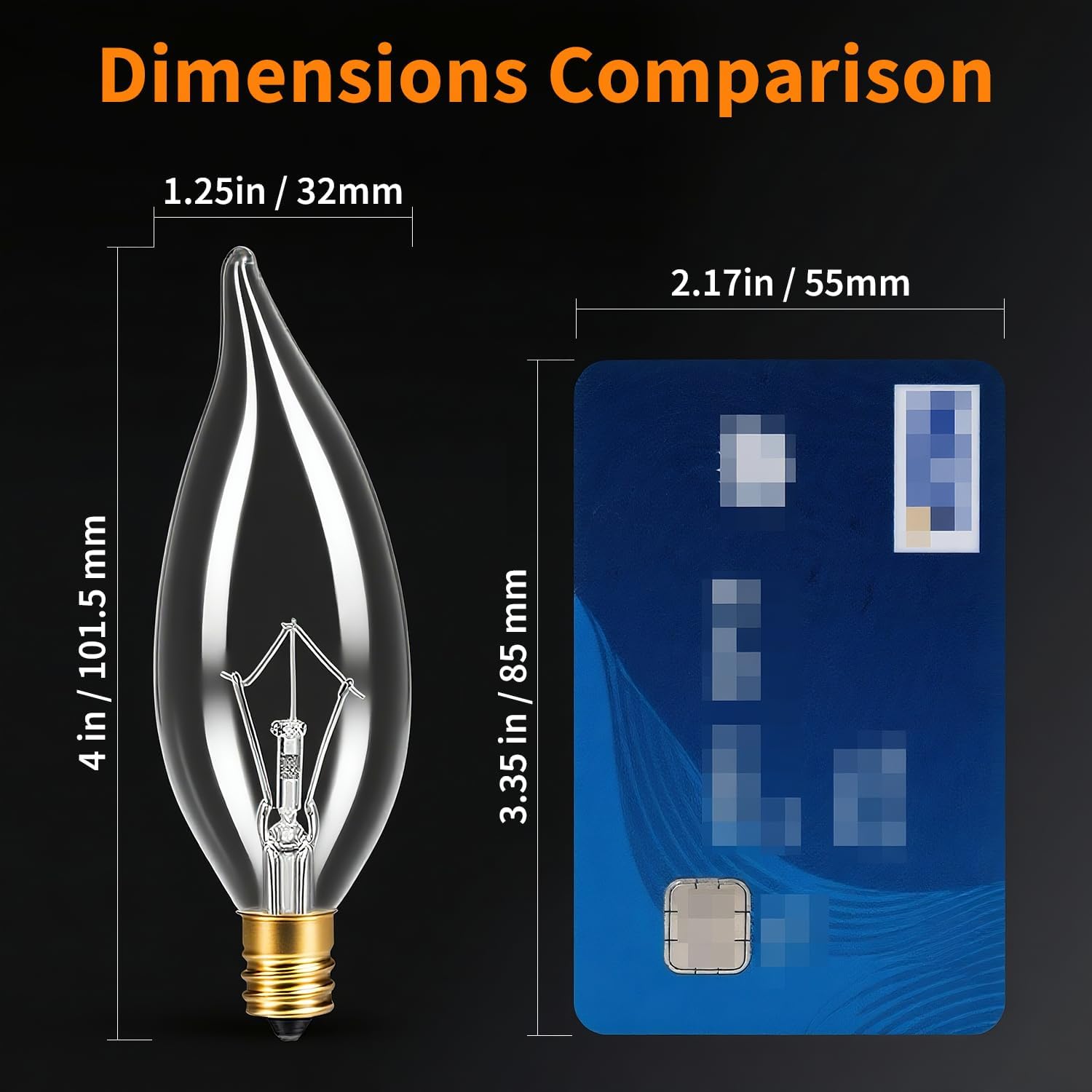 12-Pack E12 Chandelier Light Bulbs 60W Warm White 2700K 120V Candelabra Light Bulb for Ceiling Fan, 650 Lumens CA10 Dimmable Clear Candle Bulbs