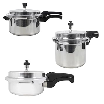 Skala Aluminium Outer Lid Pressure Cooker 2 Ltr 3 Litre 5 Litres | 12cm Tadka Pan | Classic Combo Pack of 3 (Non-Induction Base) cooker set | Gas Stovetop