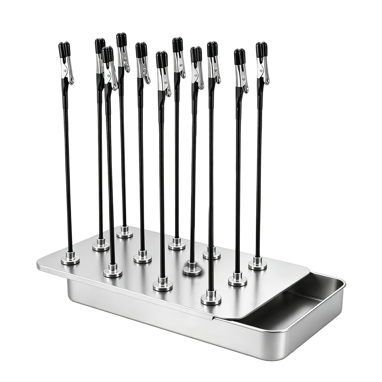 Model Painting Stand Base Holder 12 Pcs Magnetic Bendable Alligator Clip Sticks Set, Spray Paint Clamps, Adjustable Modelling Tools, Model Making Tools for Hobby Modeling DIY Card Memo Photo (silver)