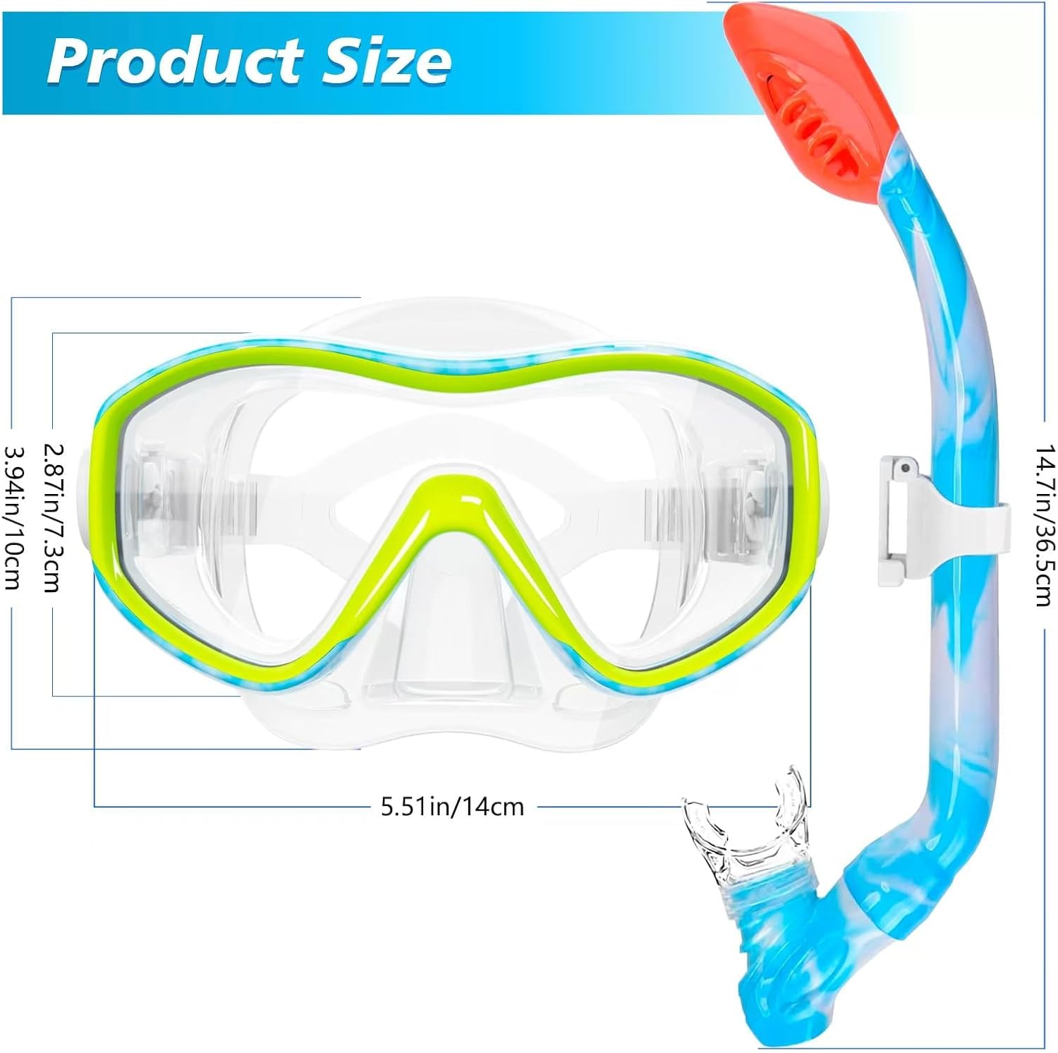 GoseWave Schnorchelausrüstung für Kinder, Kinder Schnorchelset für Alter 5-15, Anti-Beschlag-Tauchmaske und Dry Top Schnorchel-Set, Unisex-Schwimmbrille mit Nasenabdeckung