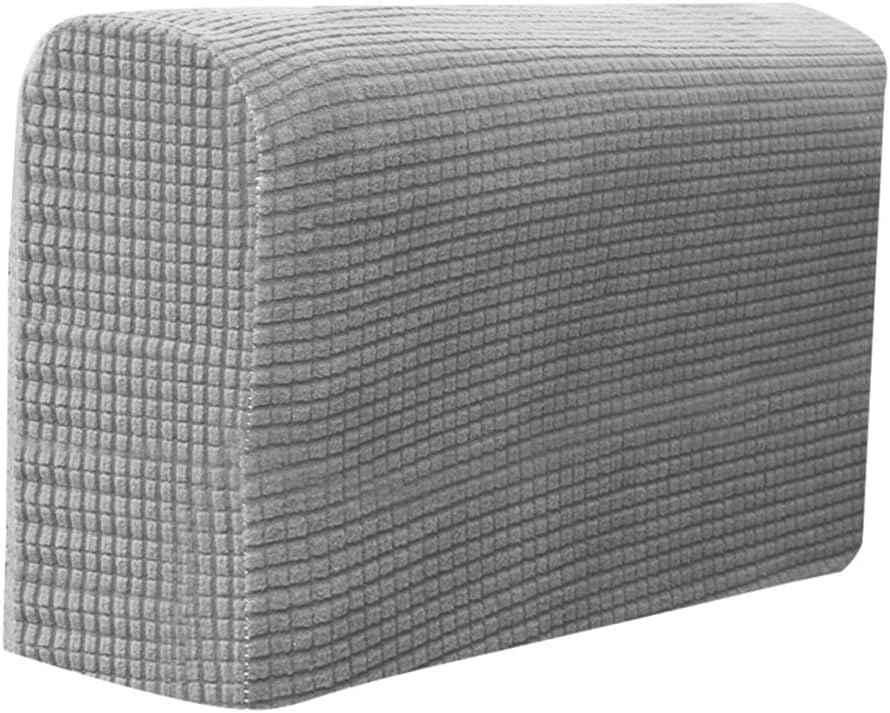 ORFOFE 4pcs Elastic Sofa Armrest Covers Towel Light Grey Skin-Friendly Material Sofa Armrest Protector