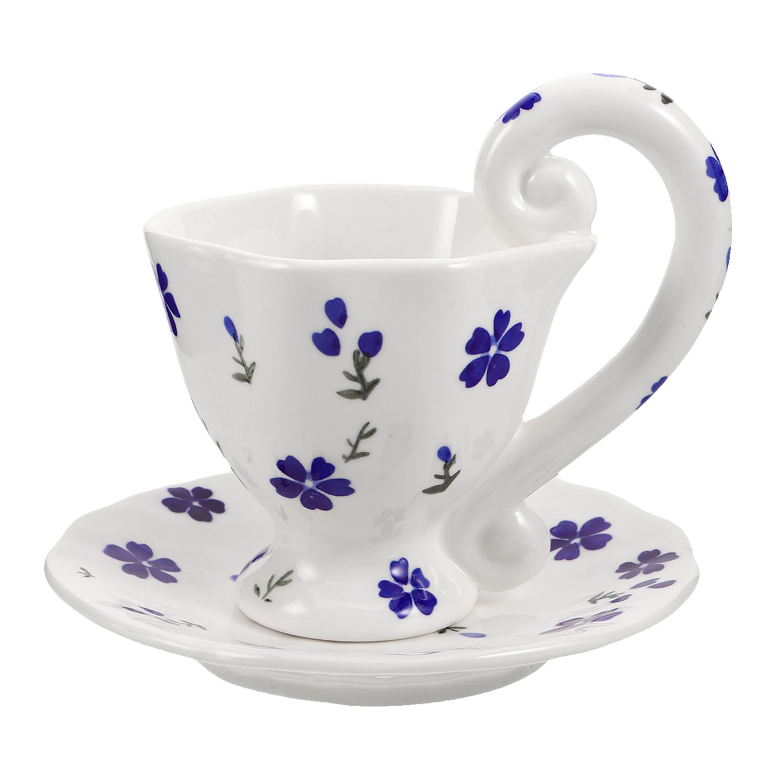 MAGICLULU Taza de Cerámica Artesanal con Diseño Floral Pintada a Mano, Capacidad 6.7oz, Antideslizante y Fácil de Limpiar para Desayuno en Casa o Té Tarde