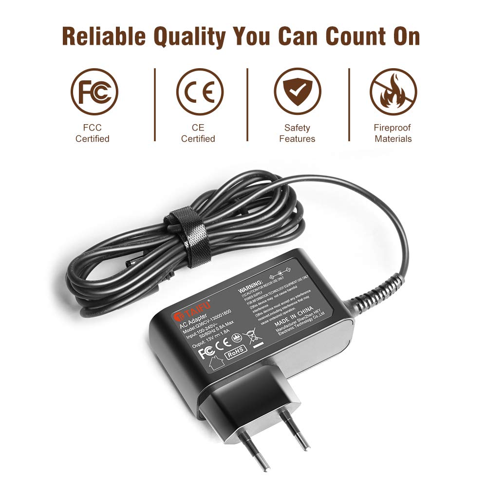 TAIFU Alimentation chargeur 13 V 1,8 A pour Epson Perfection V100 V200 V300 V330 A392UC V30 V33 V37 V30SE A391 Go V350 V370 2124951-01 B11B200201 A39951 1UC 21. 15845-00 Photo Scanner Câble