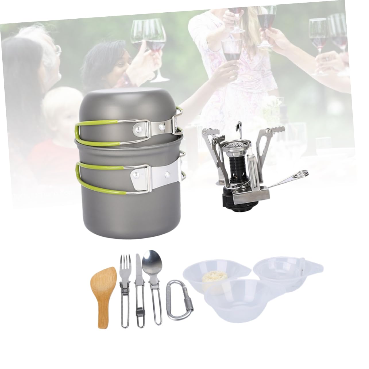 INOOMP cocinar para Acampar Accesorios de Camping Accesorios para el Camping acessórios de acampamento Utensilios de Cocina Juego de ollas Equipo Kit de Campamento cámping Taza de Agua