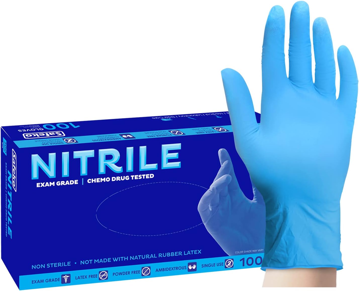 Disposable Nitrile Gloves, Exam Grade, Latex Free, Powder Free