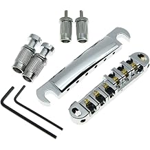 KAISH LP Tune-o-matic Roller Saddle Bridge Tailpiece Stopbar Set for Les Paul Chrome