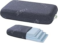 Vista 10 de LOFE Almohada ajustable de espuma viscoelástica fina – 4 alturas de 1.2 a 4.8 pulgadas, almohada cervical para aliviar el dolor de cuello, almohada