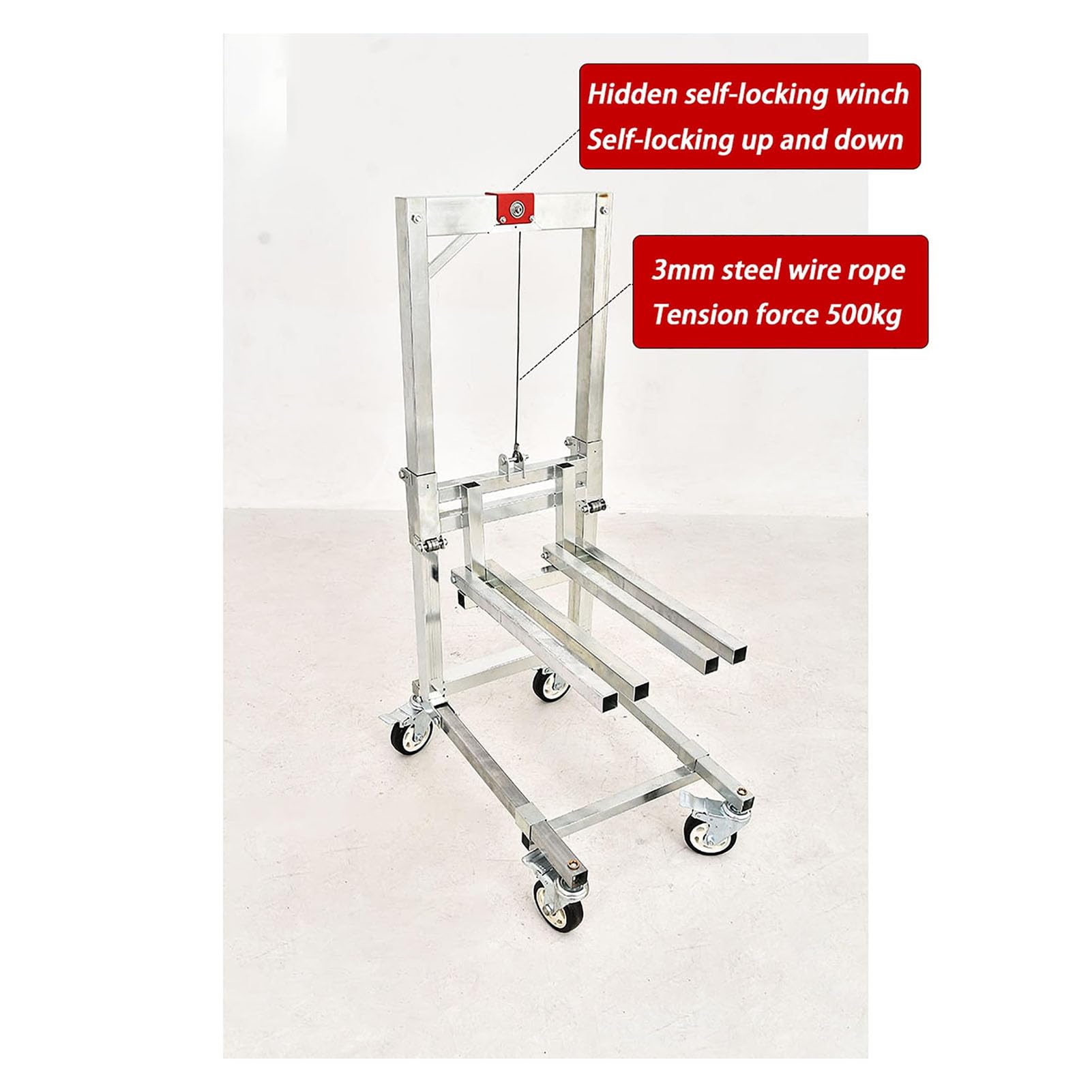 Carretilla elevadora manual, carretilla elevadora de manivela resistente, apilador de cabrestante de elevación de material plegable para el garaje y almacenes