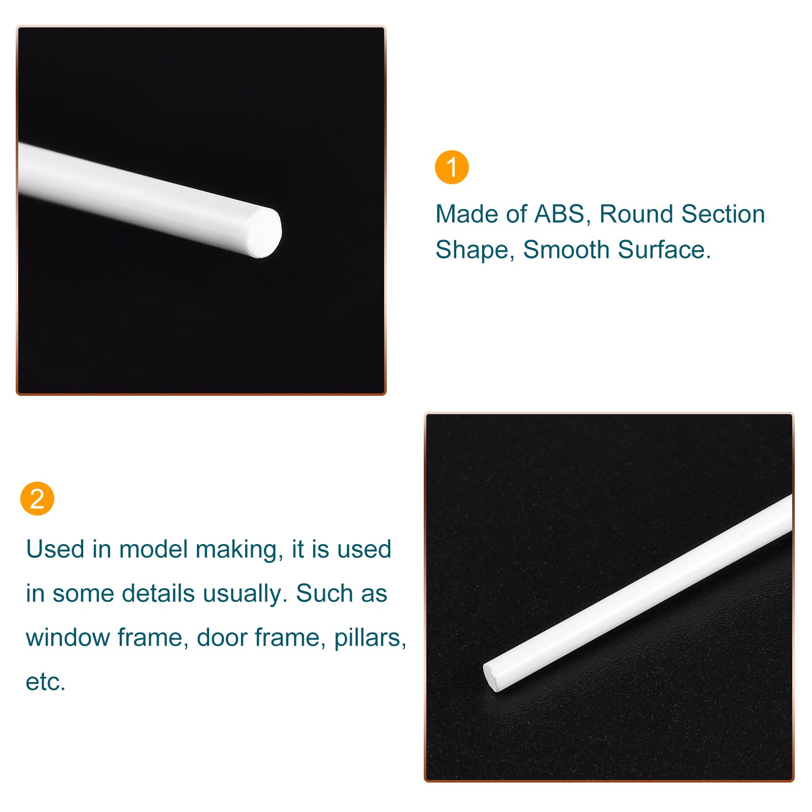 Lot 10 Barres Rondes ABS Blanc Massif 5 Mm X 250 Mm - Idéal Modélisme, Architecture, Table De Sable Bricolage