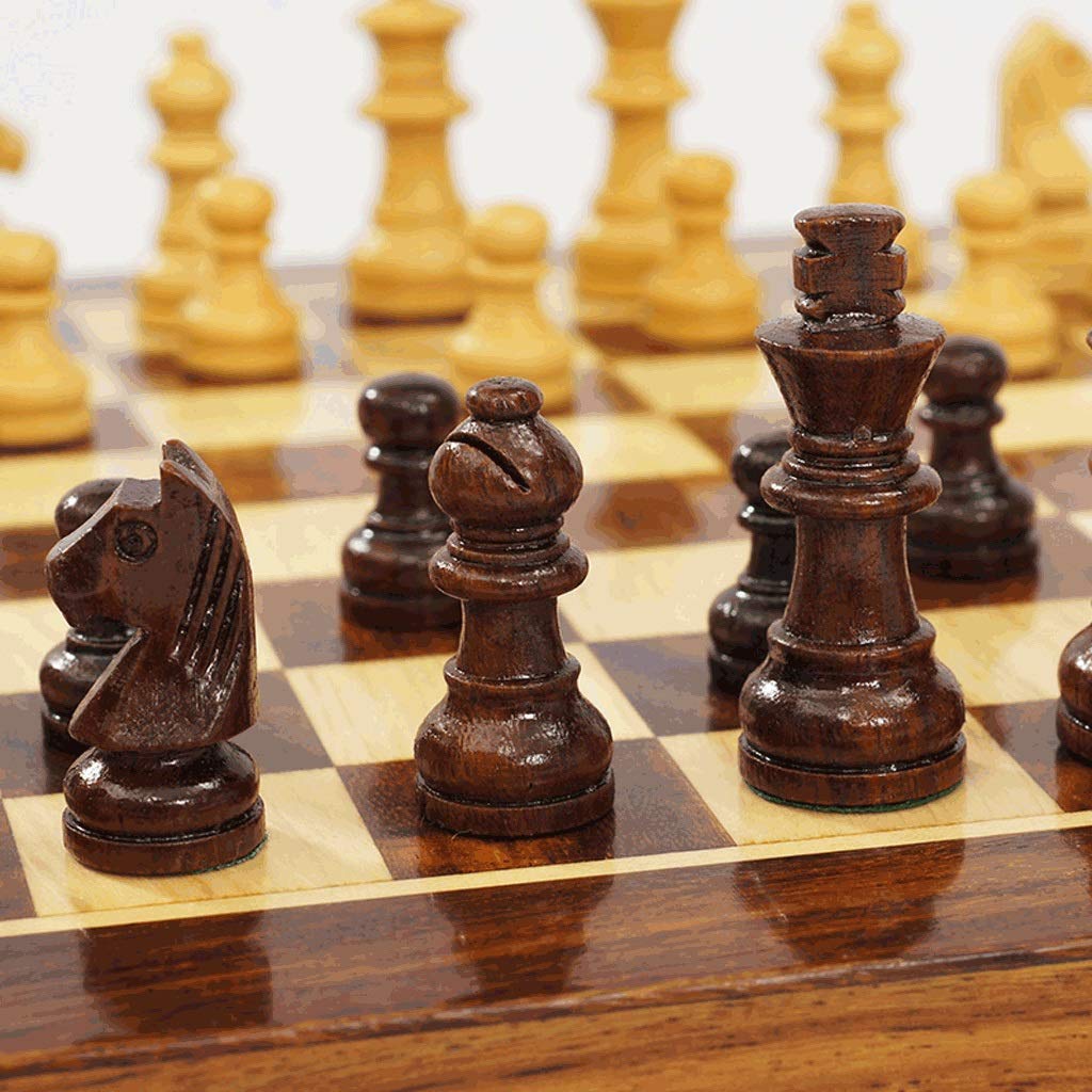 MRKU Set di Scacchi Set di Scacchi con Scacchiera Pieghevole in Legno e Scatola di immagazzinaggio Standard Classica, Set di Scacchi Rosewood International, S