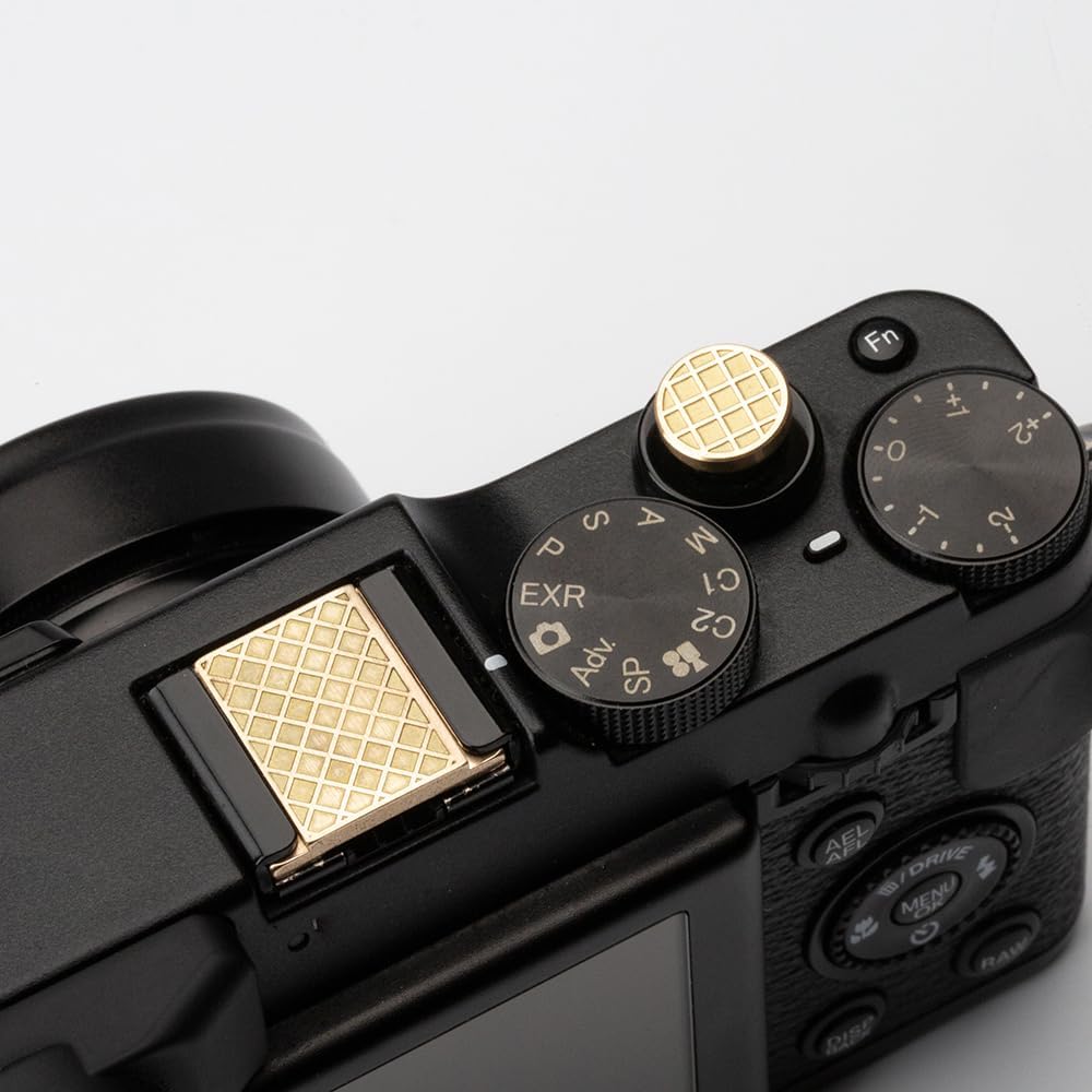 メタルホットシューカバー シャッターボタン 適用FUJIFILM X100VI X100V X-T4 X-T3 X-E4 X-T50 X-T30 X-T30II X-S20 X-S10 (銅合金-コンビネーション)