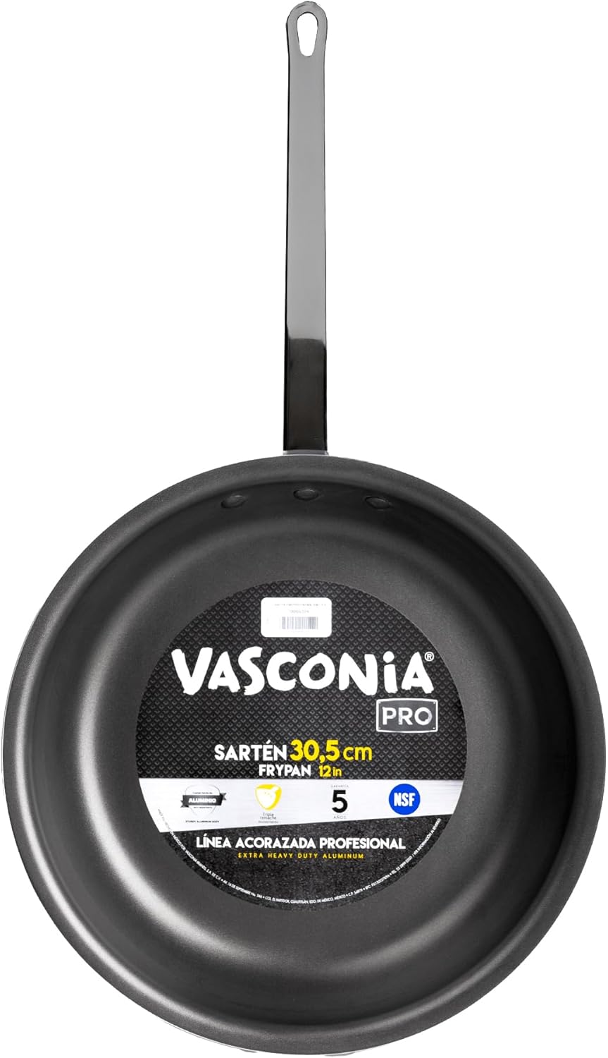 Vasconia Professional 12″ Aluminum Fry Pan, Aluminum Skillet with NonStick & Fast-Cool Handle, NSF Certificate